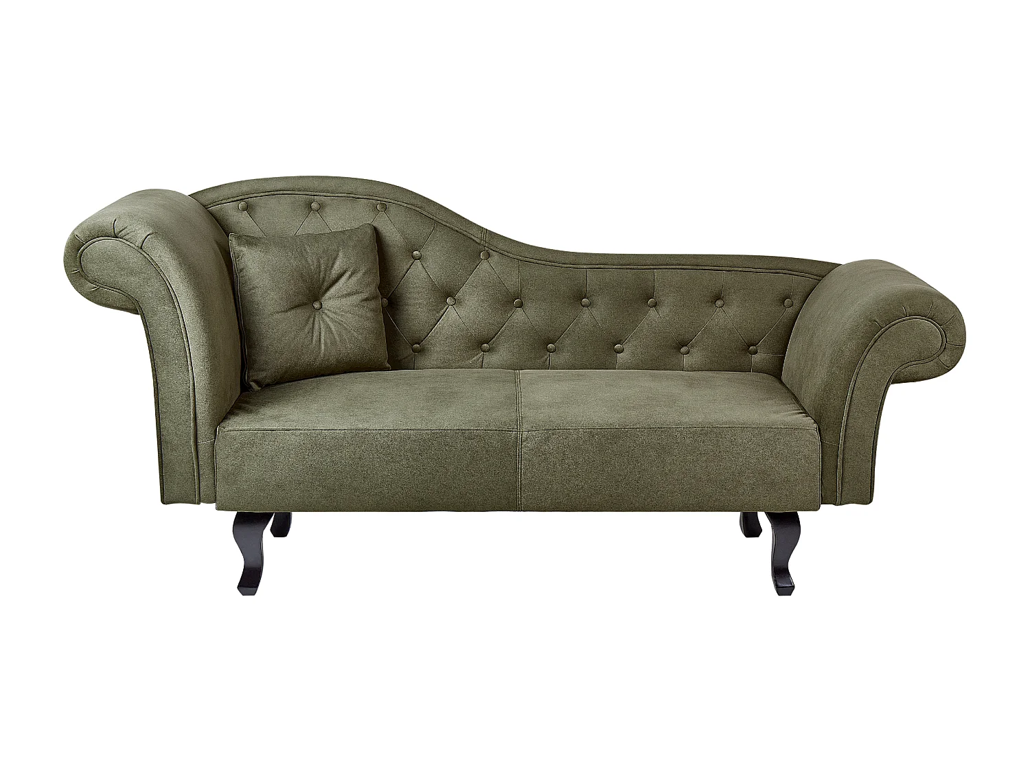 Linkszijdige chaise longue LATTES Fluweel Olijfgroen