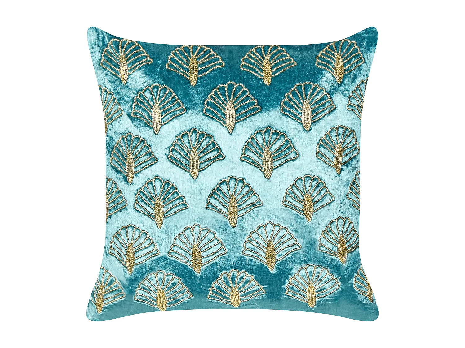 Coussin PANDOREA Velours 45 x 45 cm Turquoise Motif géométrique