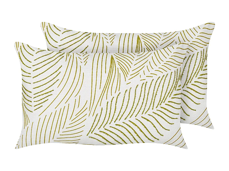 Set van 2 decoratieve kussens SPANDOREA Katoen 30 x 50 cm Groen Bladpatroon