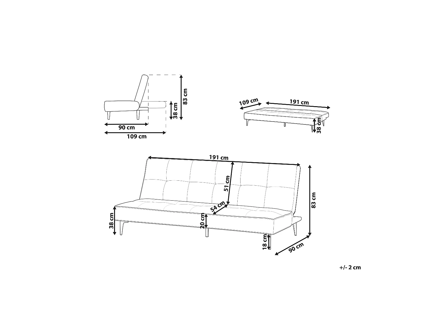 Sofá-cama ESSVIK Tecido Cinzento claro 3 lugares