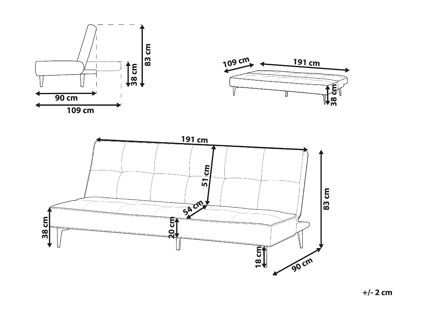 Schlafsofa ESSVIK Stoff Dunkelgrau 3-Sitzer