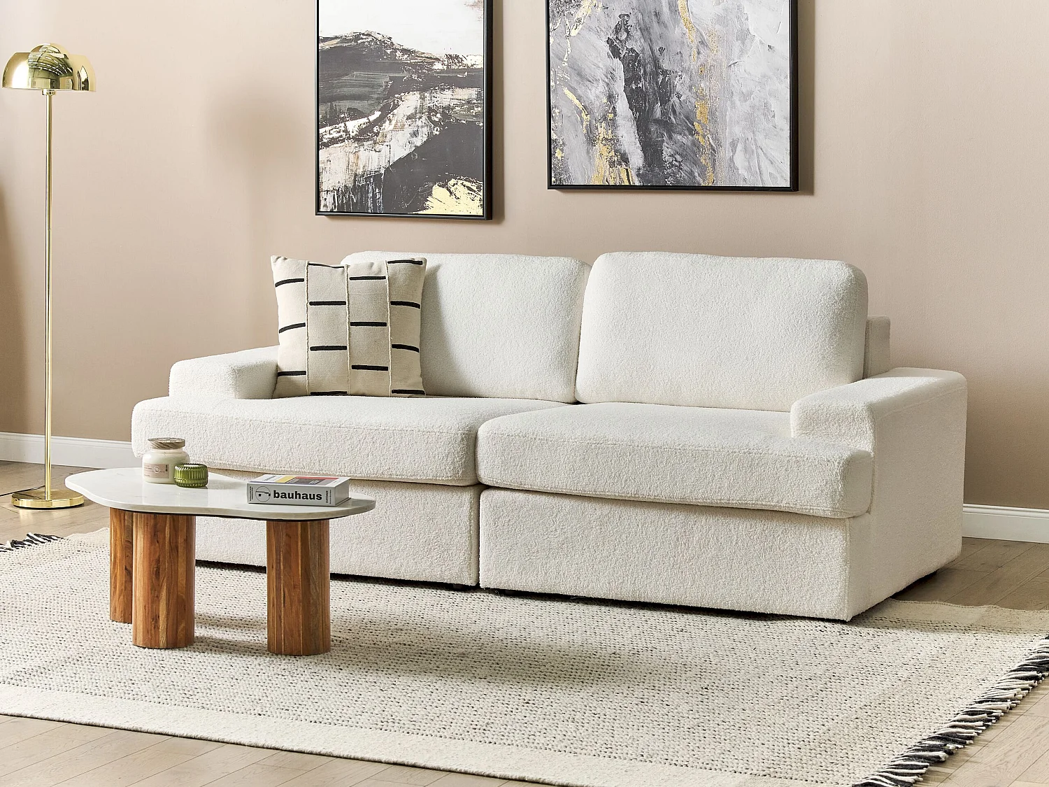 Sofa ALLA Bouclé Cremeweiss 3-Sitzer