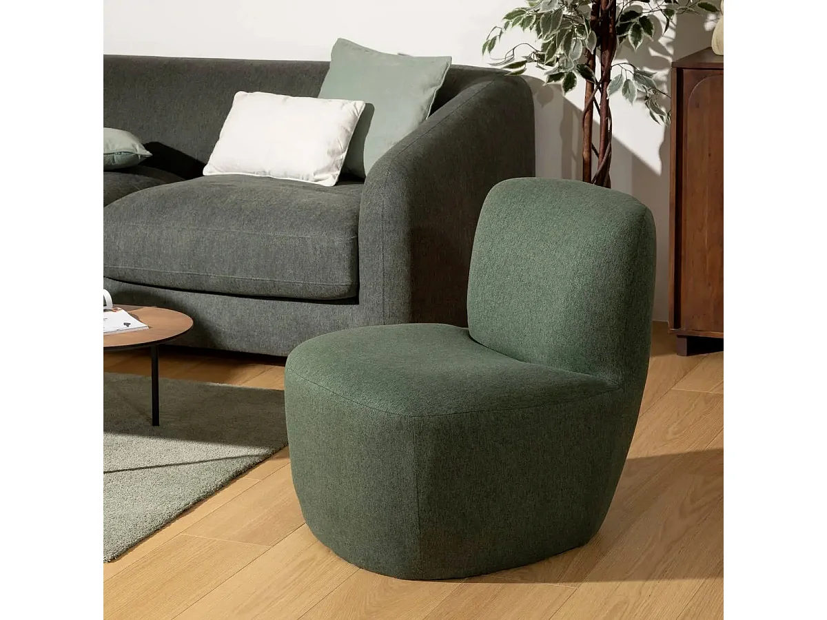 Fauteuil chauffeuse tissu chiné Vert Cèdre
