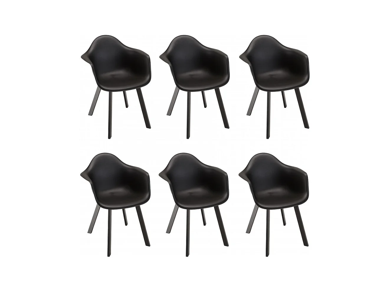 MALO - Lot de 6 fauteuils noirs dossier arrondi