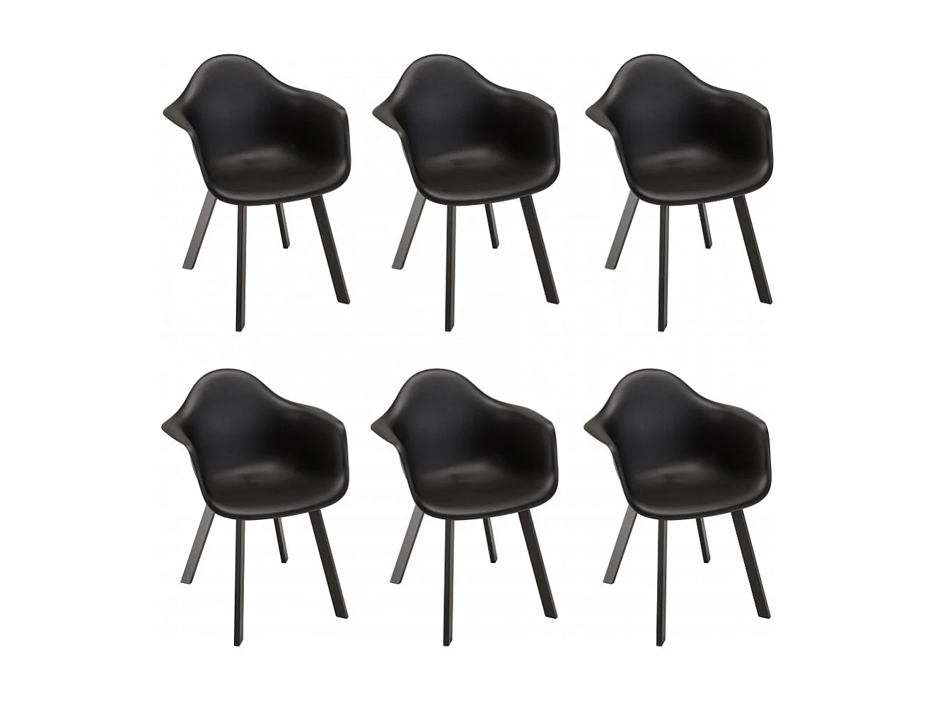 MALO - Lot de 6 fauteuils noirs dossier arrondi