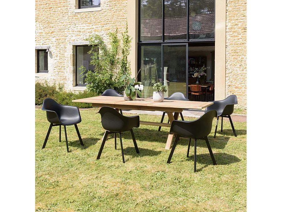 MALO - Lot de 6 fauteuils noirs dossier arrondi