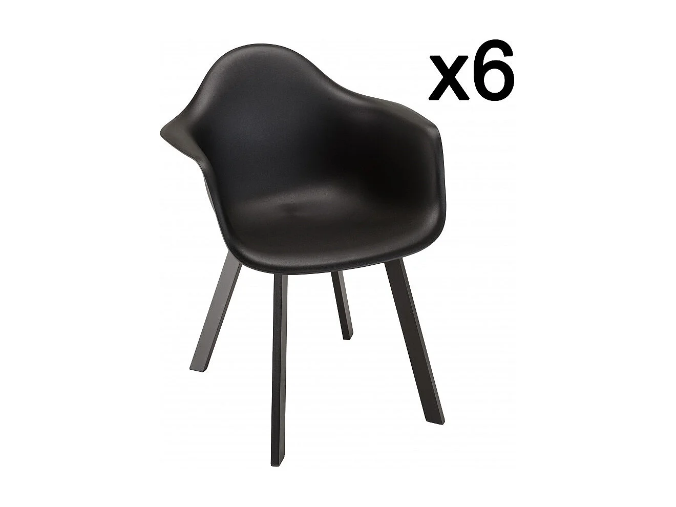 MALO - Lot de 6 fauteuils noirs dossier arrondi