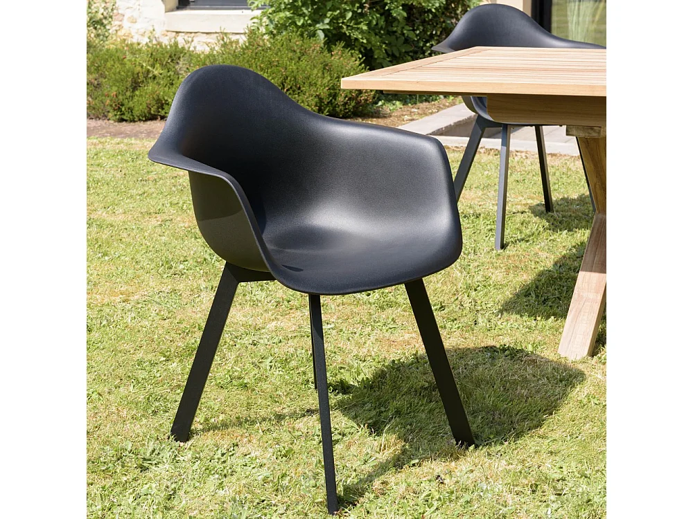 MALO - Lot de 6 fauteuils noirs dossier arrondi