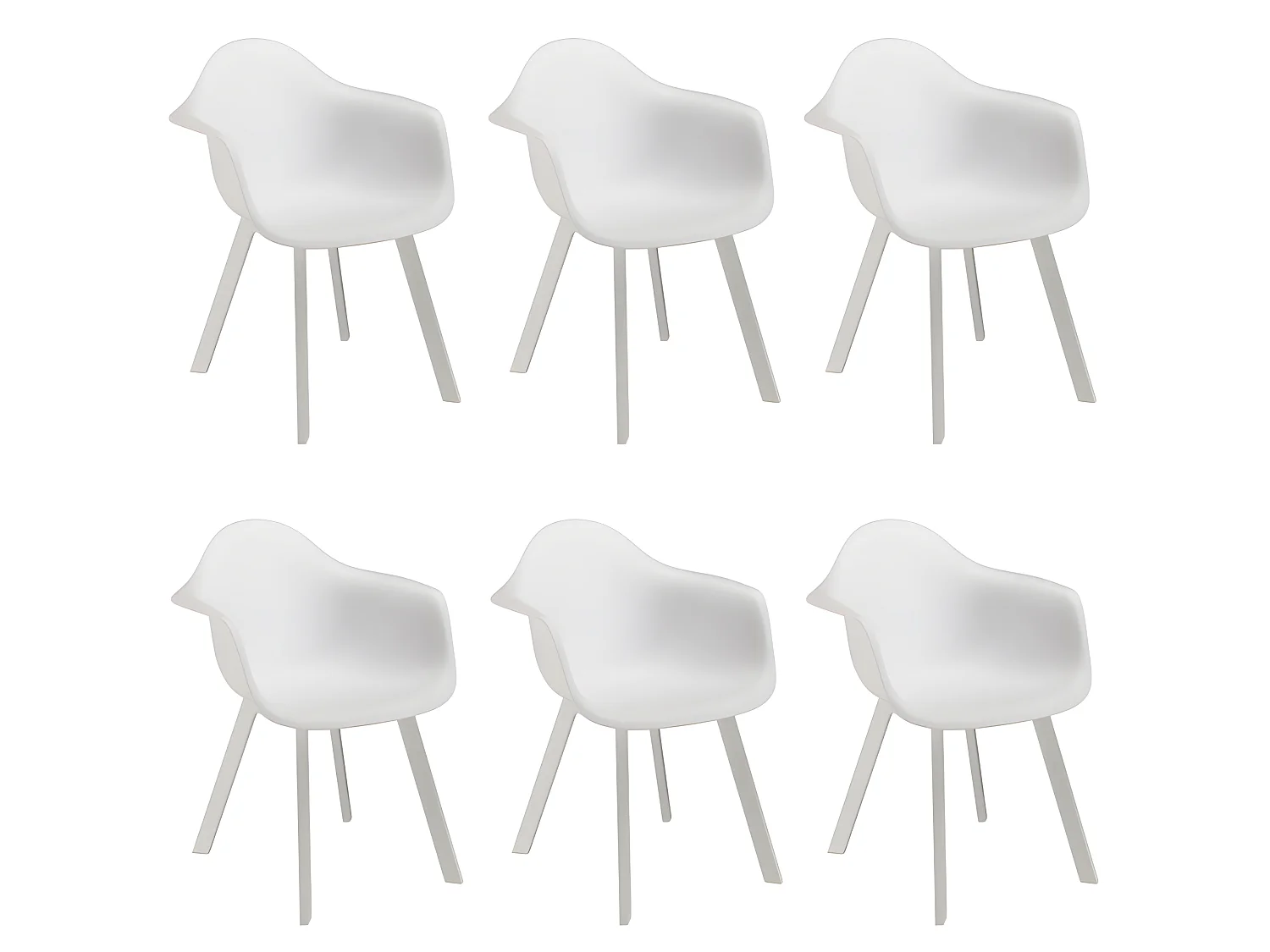 MALO - Lot de 6 fauteuils blancs dossier arrondi