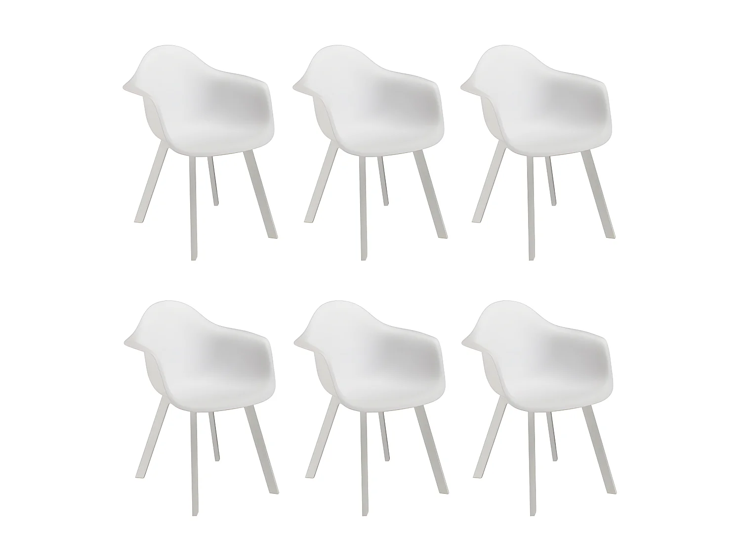 MALO - Lot de 6 fauteuils blancs dossier arrondi