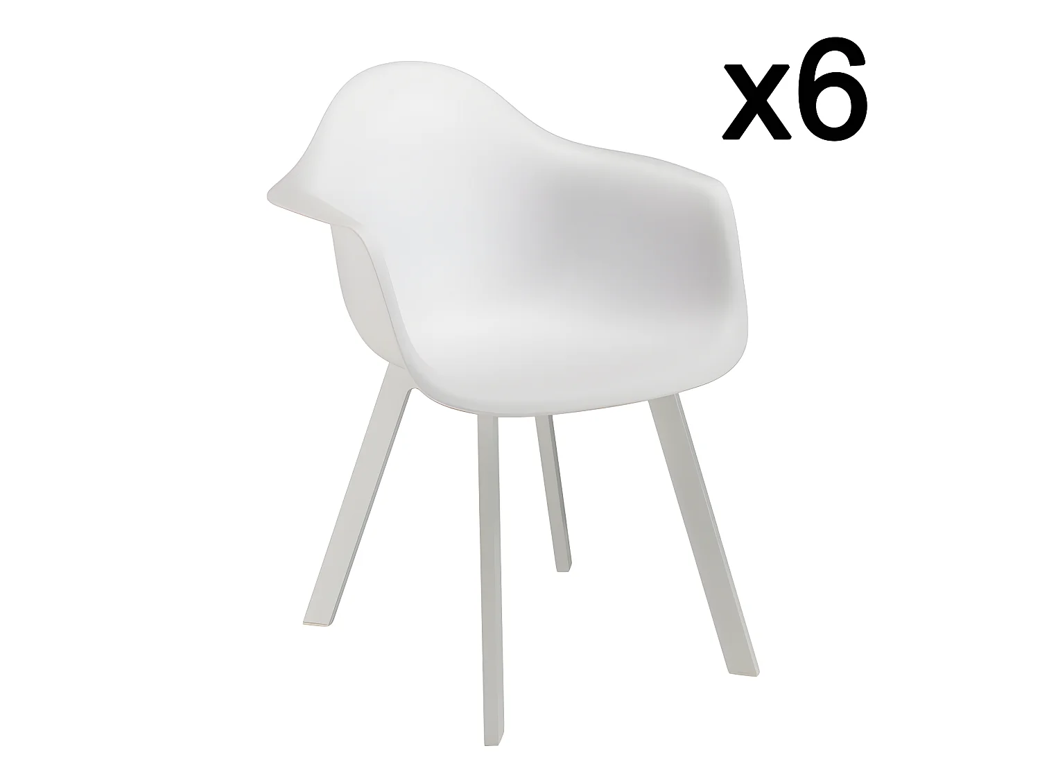 MALO - Lot de 6 fauteuils blancs dossier arrondi