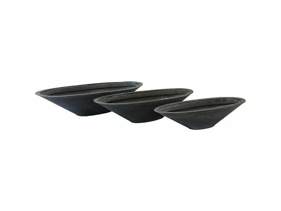 Corbeilles ovales en zinc noir (lot de 3)