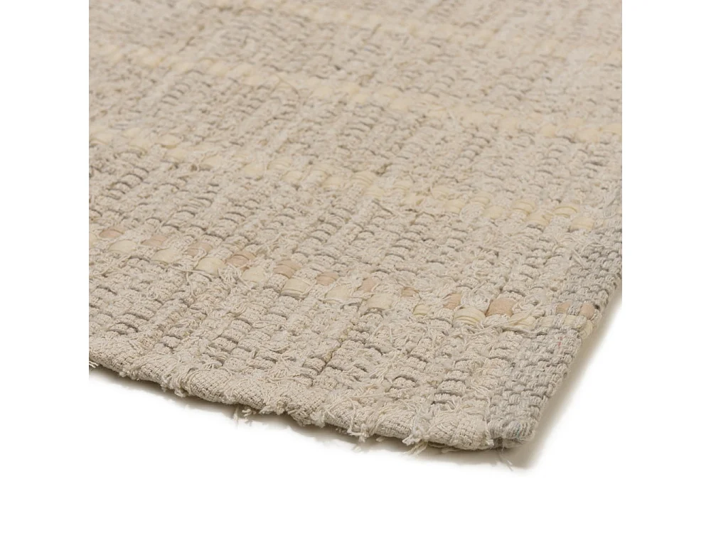 SACHA - Tapis rectangulaire 160x230cm en coton recyclé couleur beige