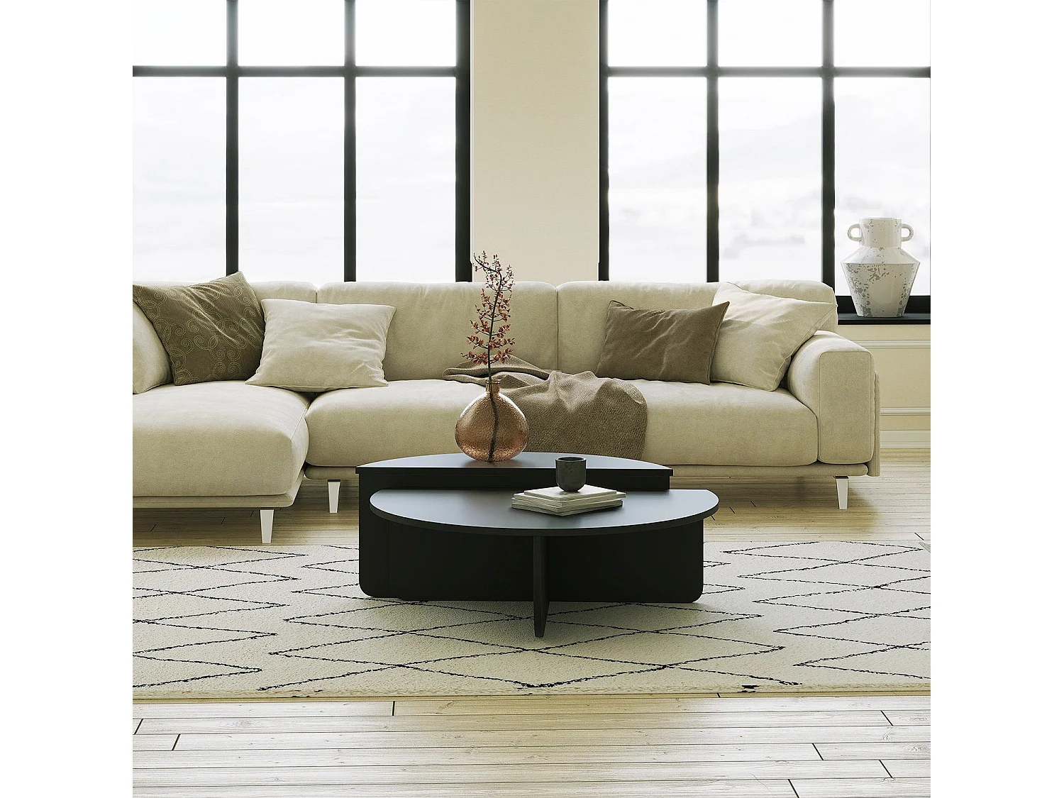 Set de 2 tables basses design Oatglow Noir