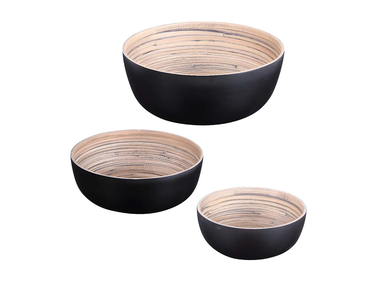 Set de 3 saladiers en bambou noirs