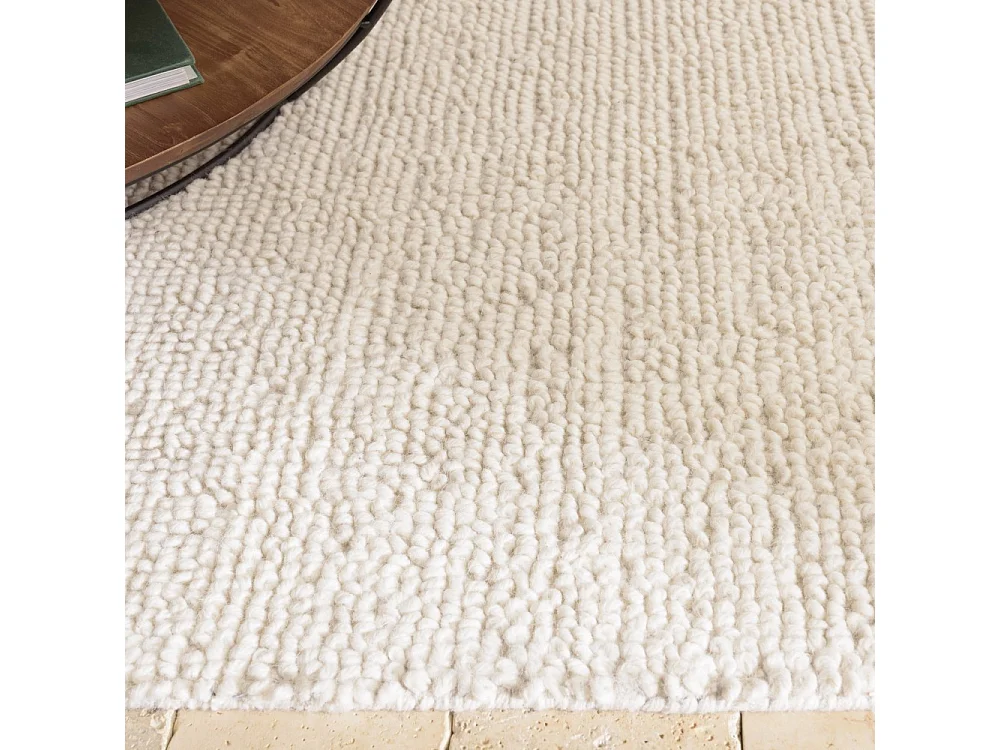 SACHA - Tapis rectangulaire 200x290cm en laine bouclée couleur beige