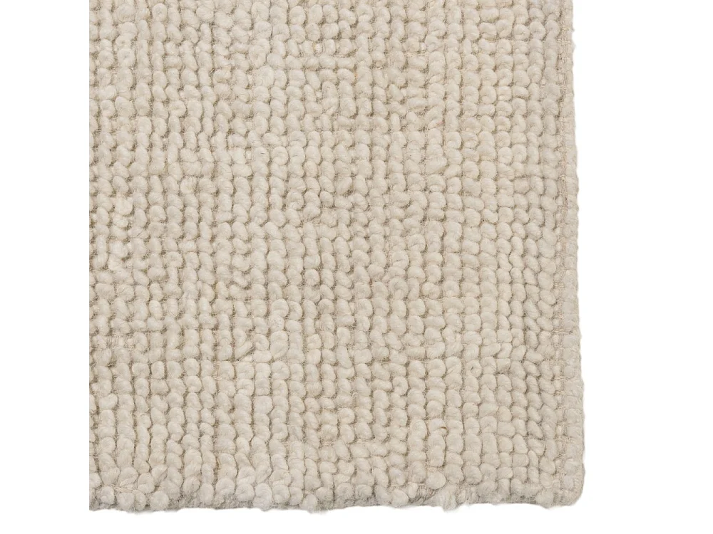 SACHA - Tapis rectangulaire 200x290cm en laine bouclée couleur beige