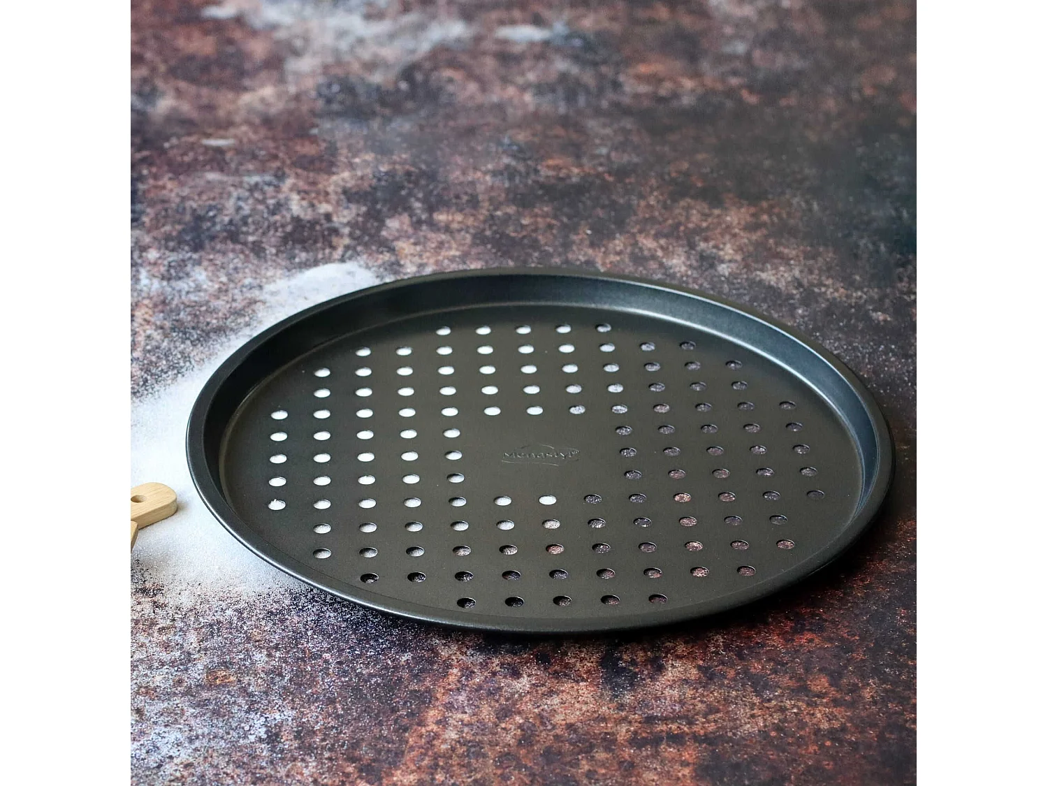Menastyl - Plaque A Pizza  Amandine 33,5cm En Inox Revetu Gris Anthracite