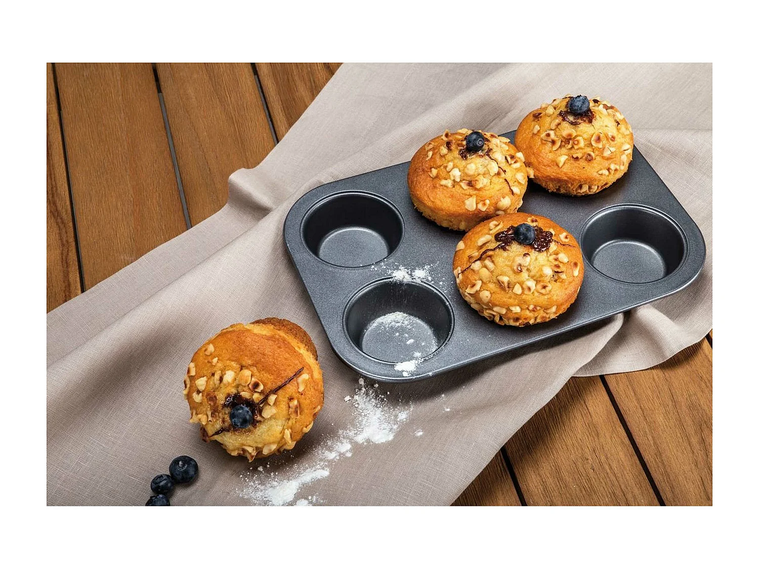 Menastyl - Plaque A 6 Muffins Amandine En Acier Carbone Anti Adhesif