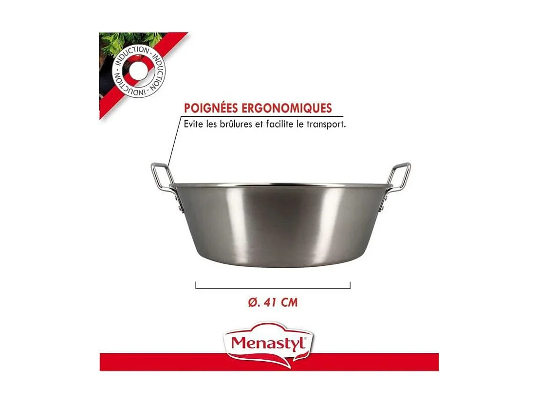 Menastyl - Bassine D41cm En Acier Inoxydable Avec Poignees