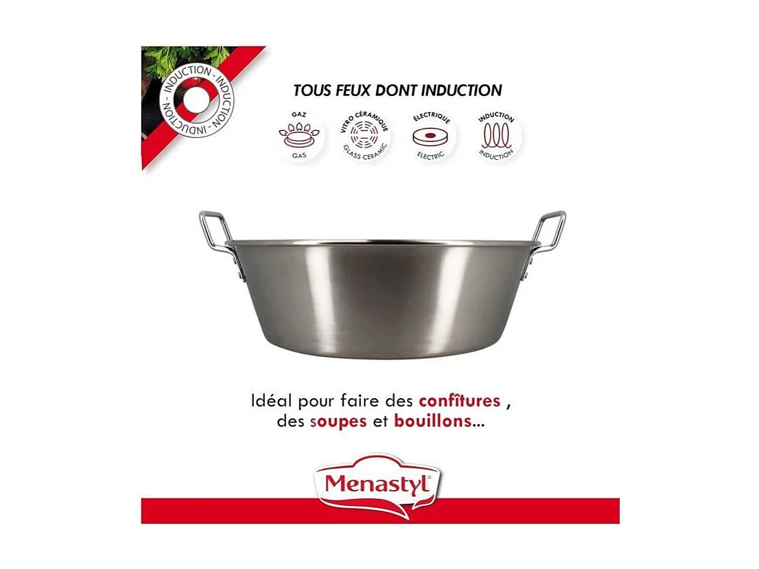 Menastyl - Bassine D41cm En Acier Inoxydable Avec Poignees
