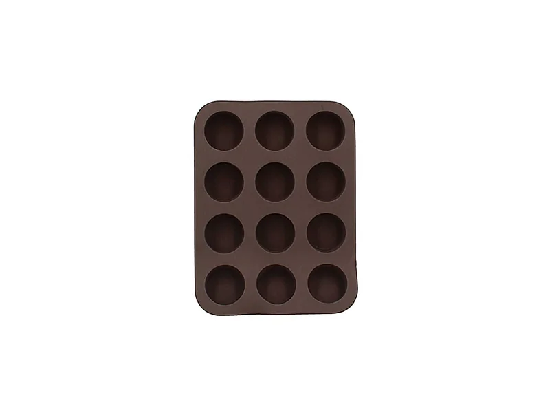 Menastyl - Moule A 12 Mini Muffins 25x19cm En Silicone Marron