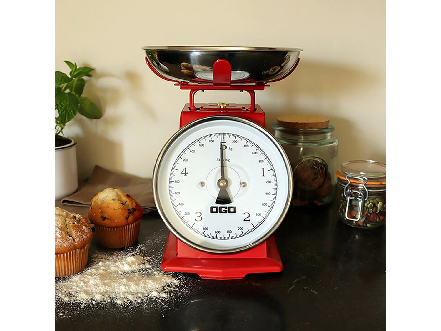 Ogo Living - Balance De Cuisine Mecanique Rouge 5kg/20g