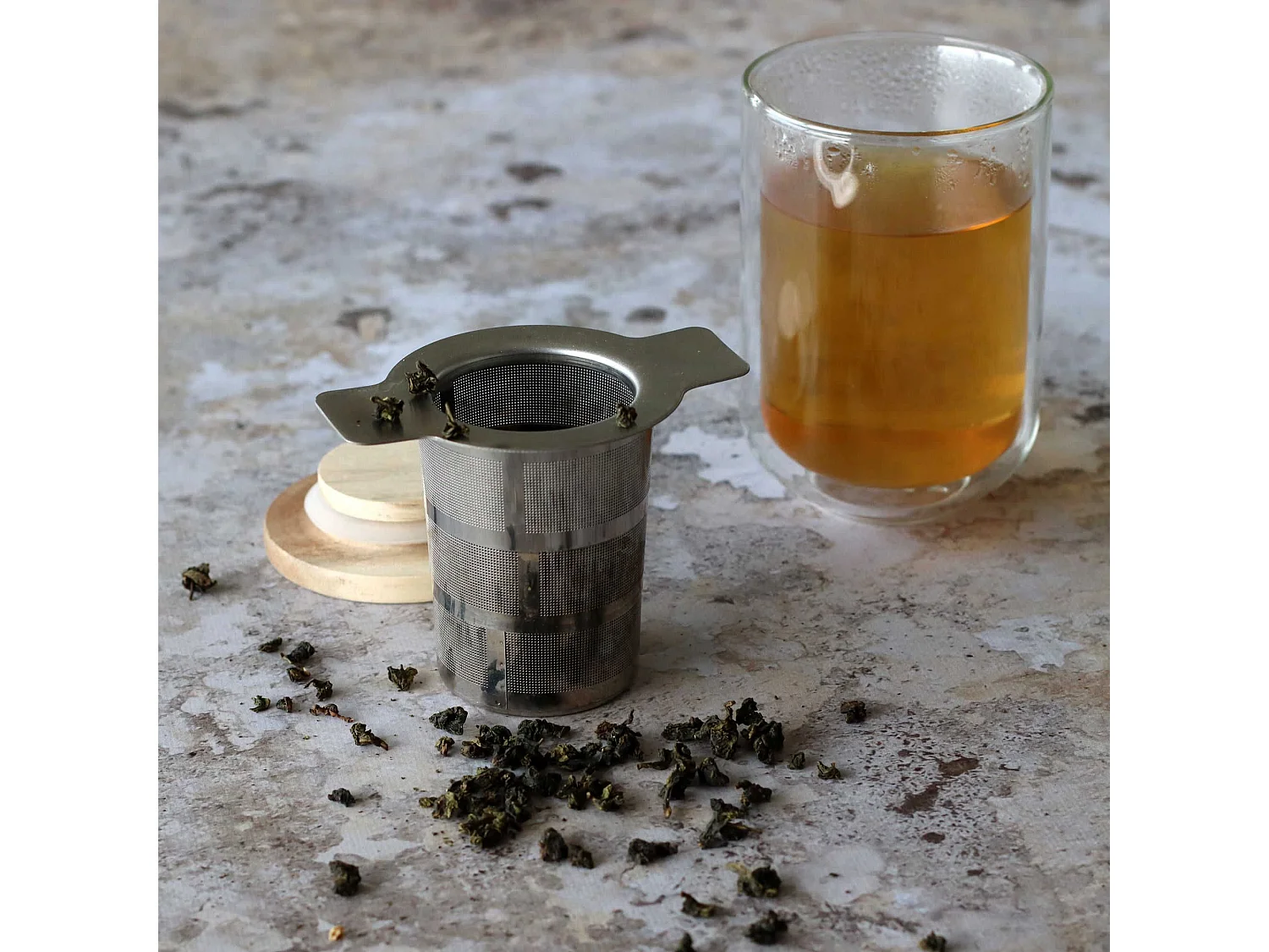 Ogo Living - Infuseur A The Luke En Inox Retractable Et Couvercle En Acacia