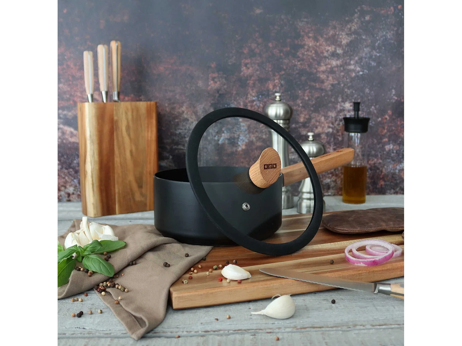 Ogo Living - Couvercle Ector 20cm En Verre Avec Poignee En Bois