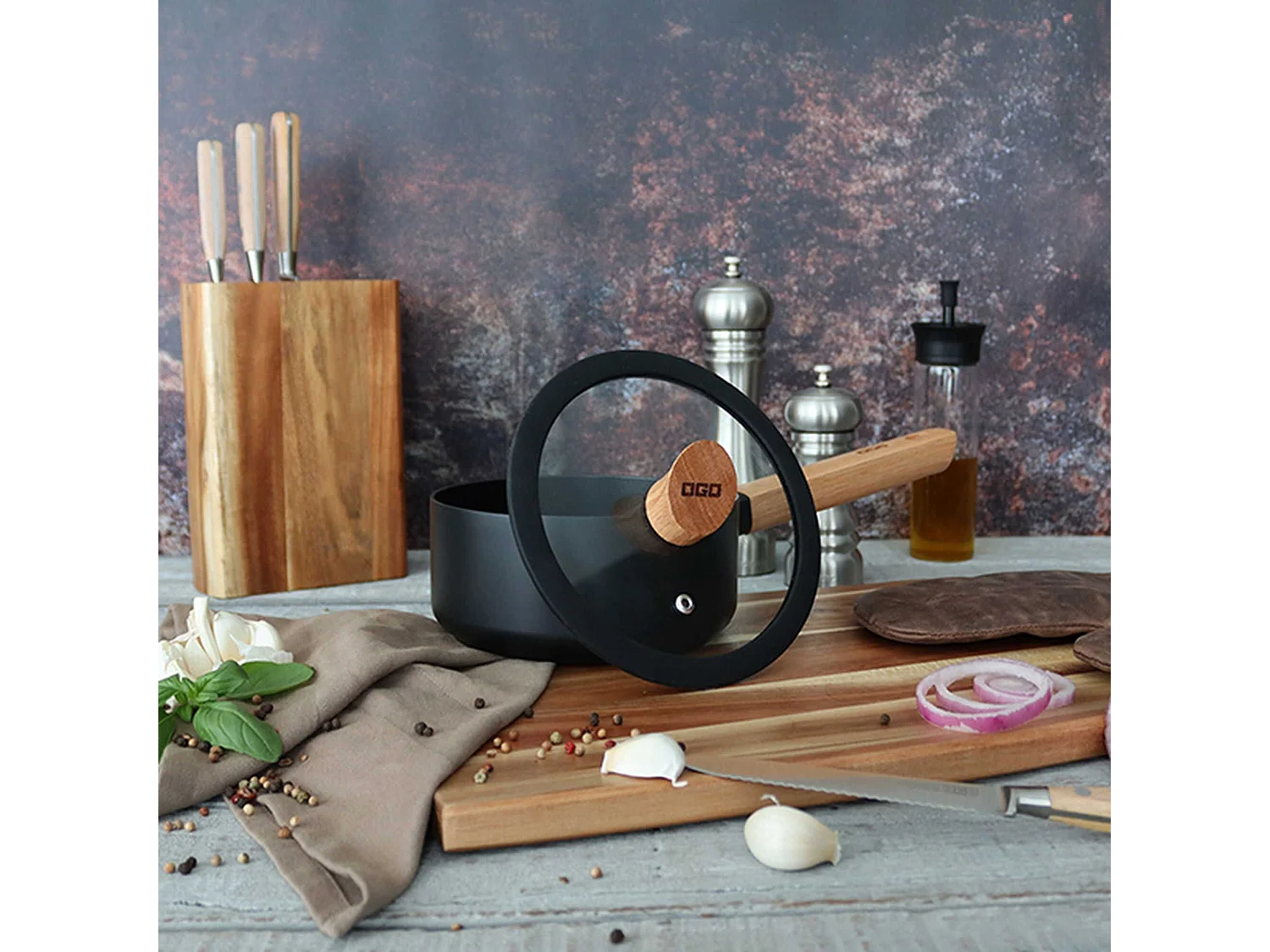 Ogo Living - Couvercle Ector 16cm En Verre Avec Poignee En Bois