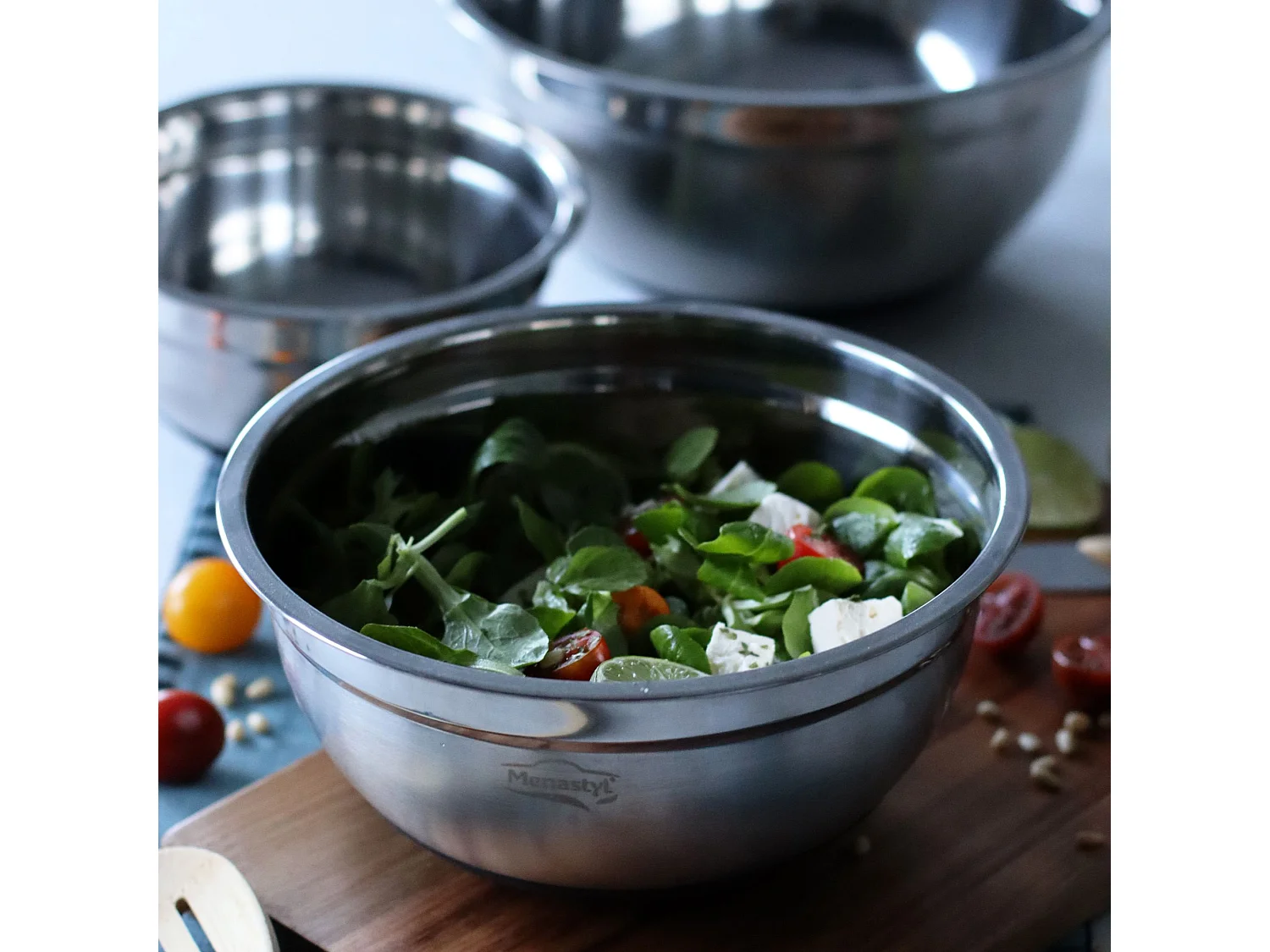 Menastyl - Bol A Melanger En Acier Inoxydable 22cm 2.5l Anti Derapant