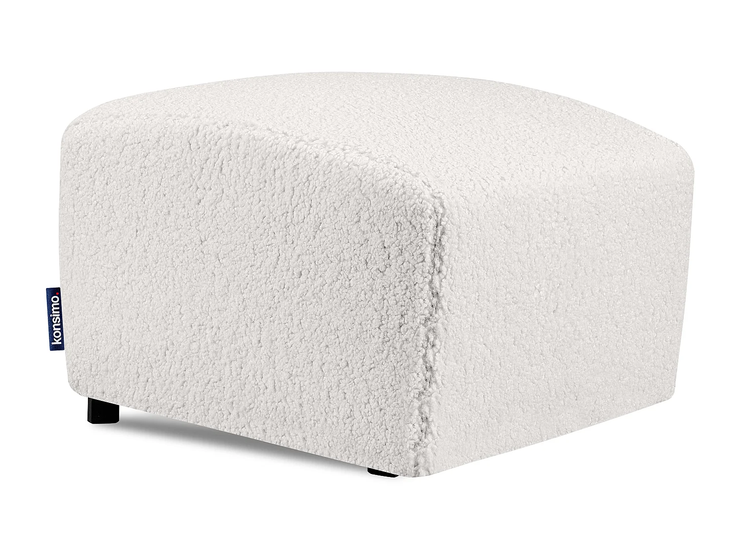 Moderne Pouf aus Lammfellstoff für das Wohnzimmer - weiß - CARO