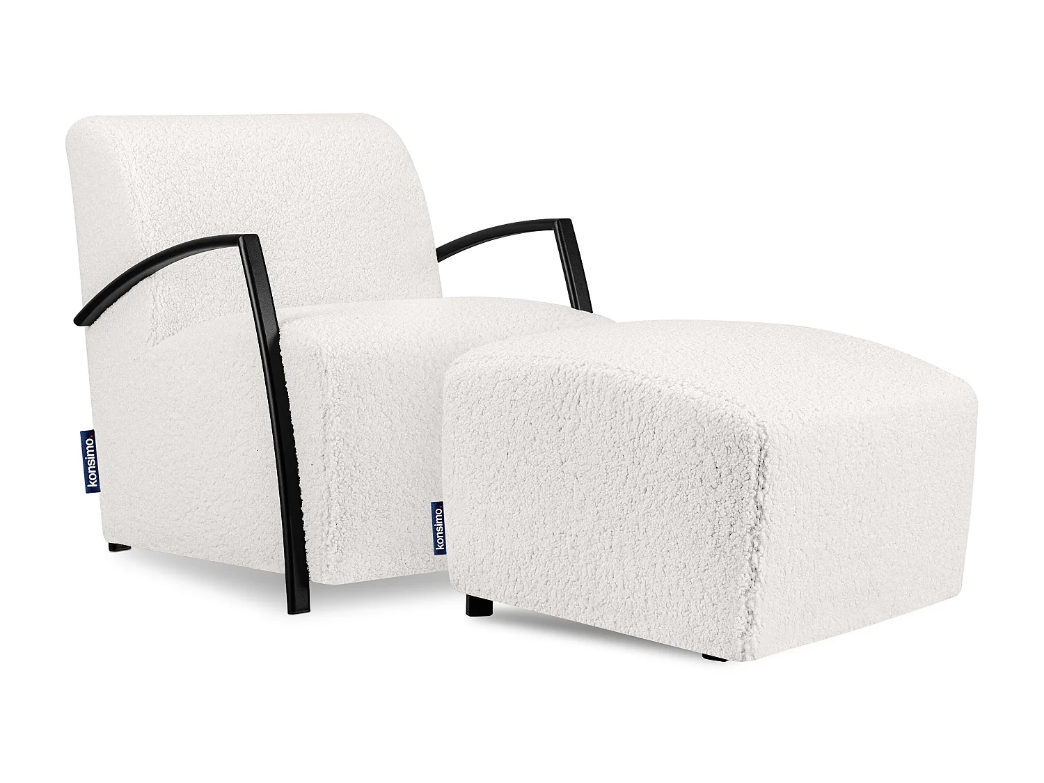 Moderne Pouf aus Lammfellstoff für das Wohnzimmer - weiß - CARO