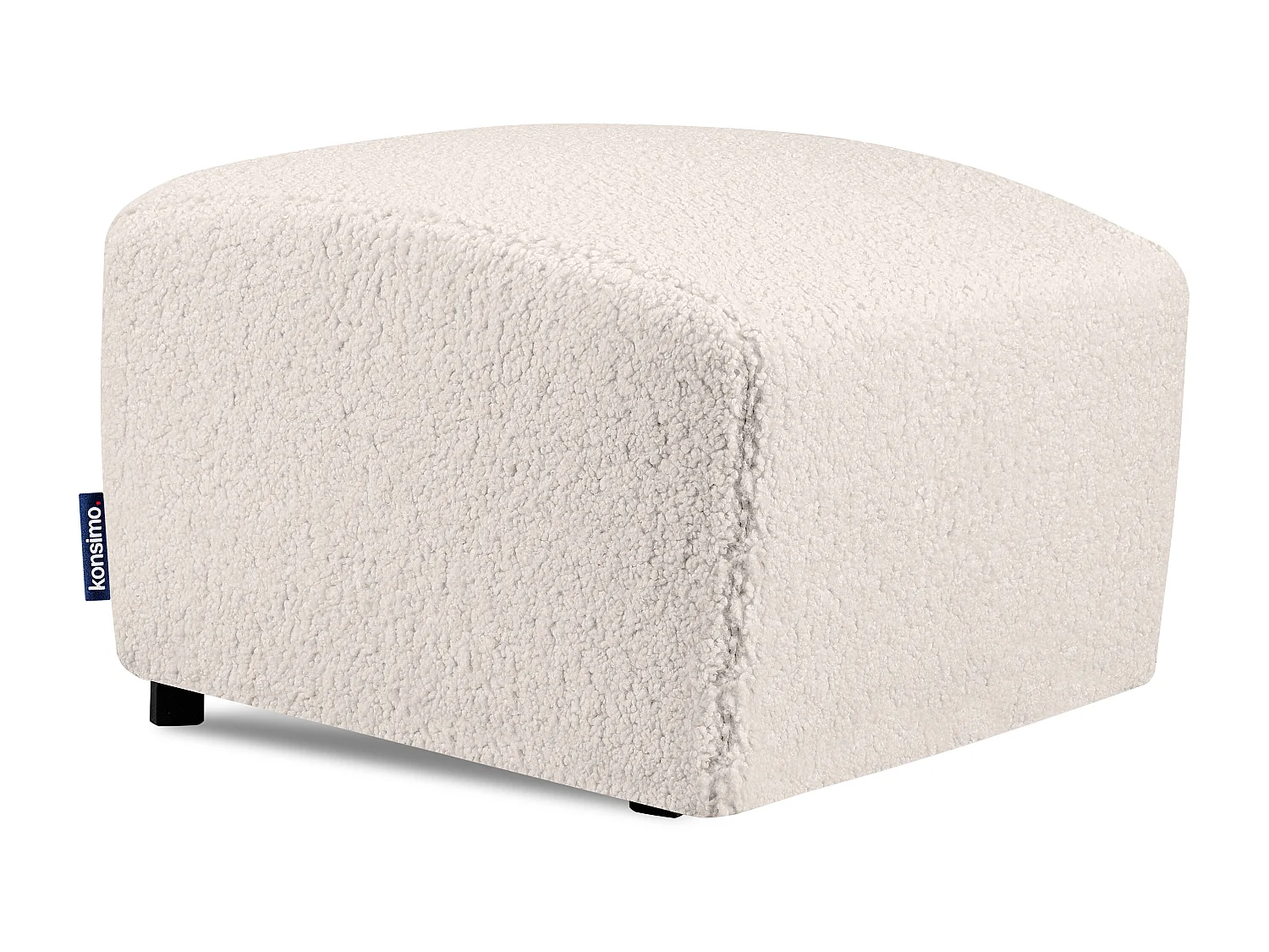 Moderner Hocker aus Lammfellstoff für das Wohnzimmer - ecru - CARO
