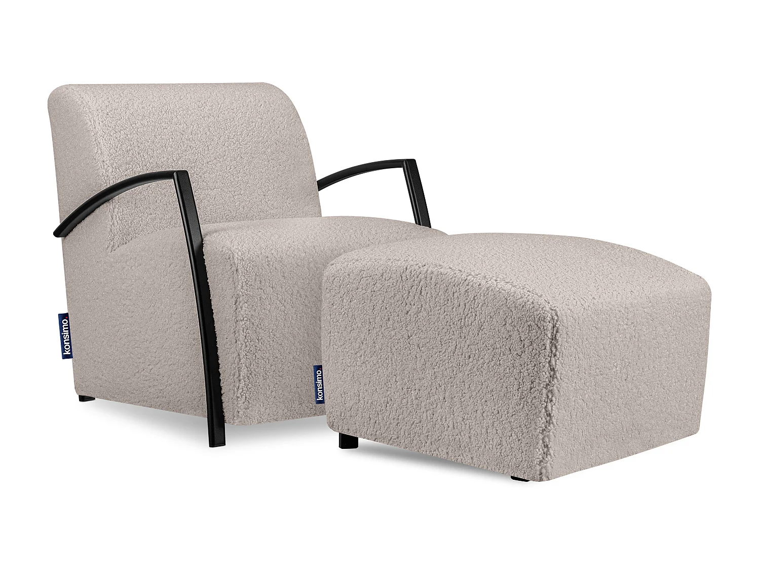 Moderne Pouf in Schafsfellstoff - hellbraun - CARO