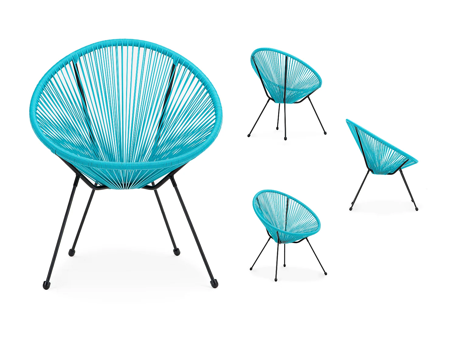 Gartenstuhl  4-tlg - Türkis - GROSTI