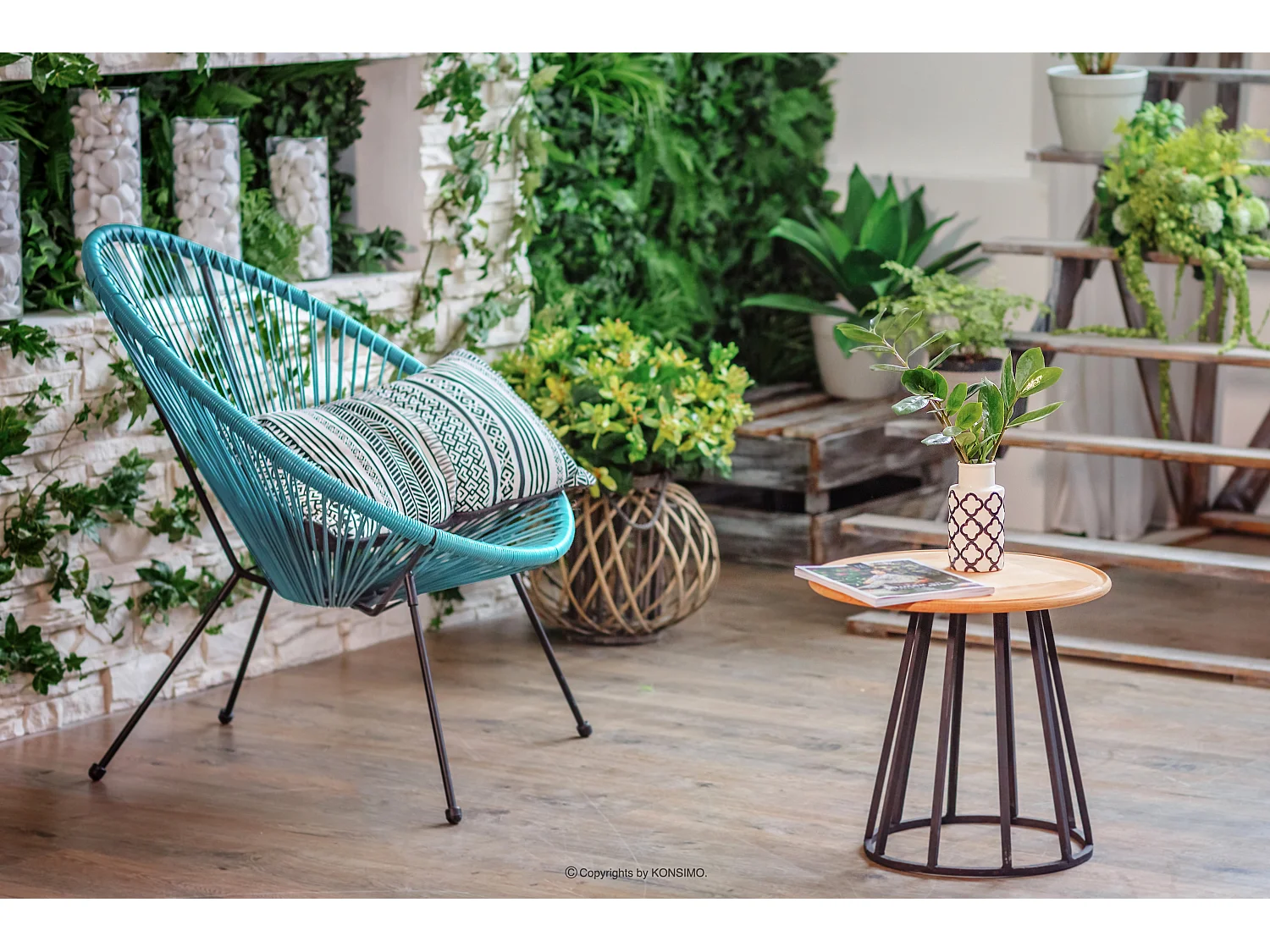 Gartenstuhl  4-tlg - Türkis - GROSTI