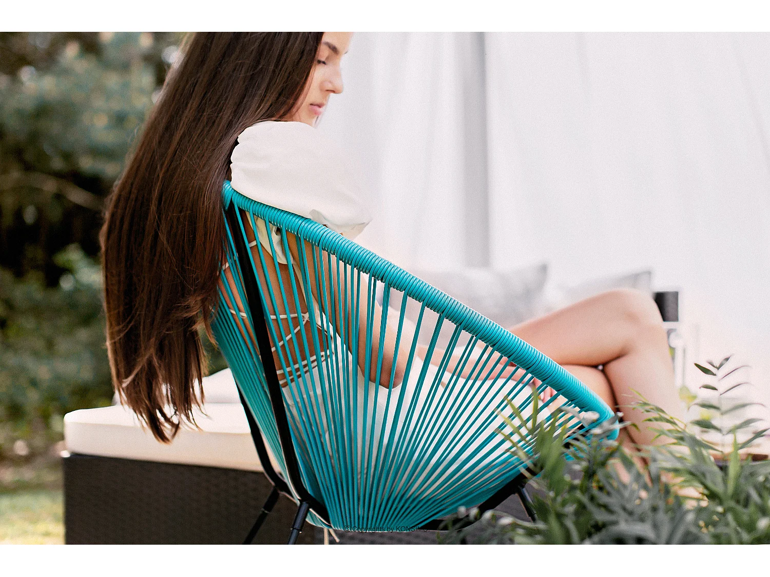 Gartenstuhl  4-tlg - Türkis - GROSTI