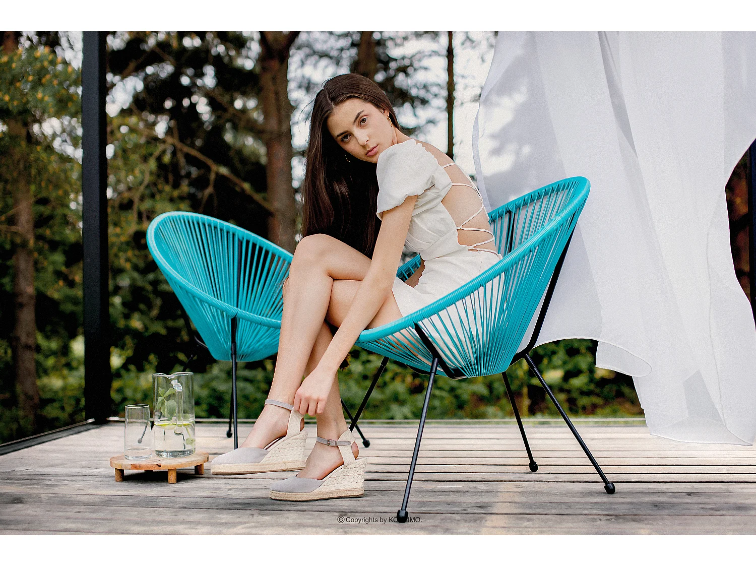 Gartenstuhl  4-tlg - Türkis - GROSTI