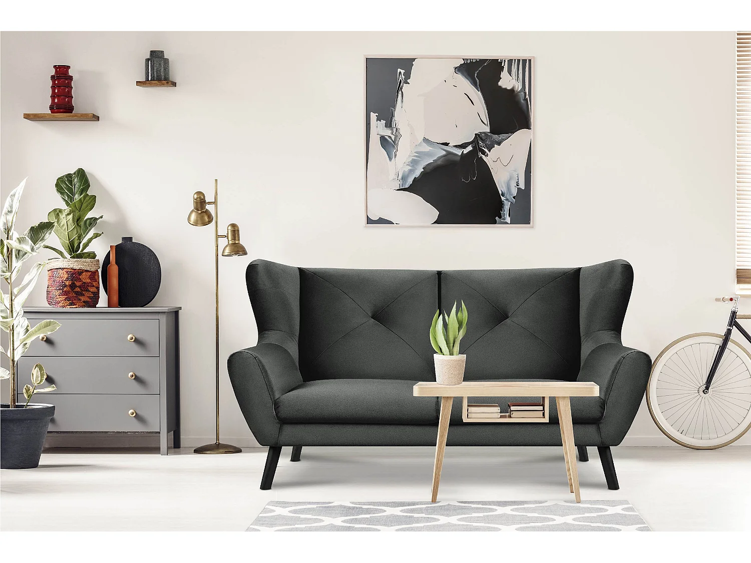 Elegantes dreisitziges Sofa für das Wohnzimmer - dunkelgrau - MIRO