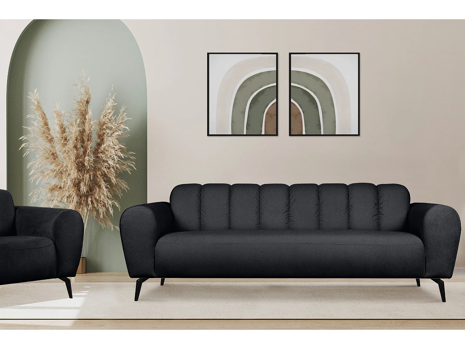 Moderne 3-Sitzer-Sofa mit Beinen - dunkelgrau - RUBERO