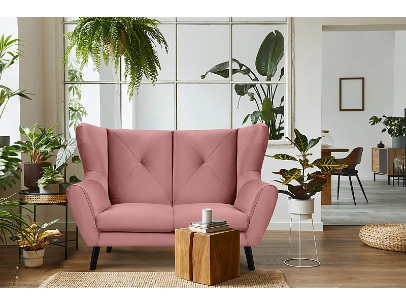 Kleine zweisitzige Sofagarnitur für das Wohnzimmer - rosa - MIRO