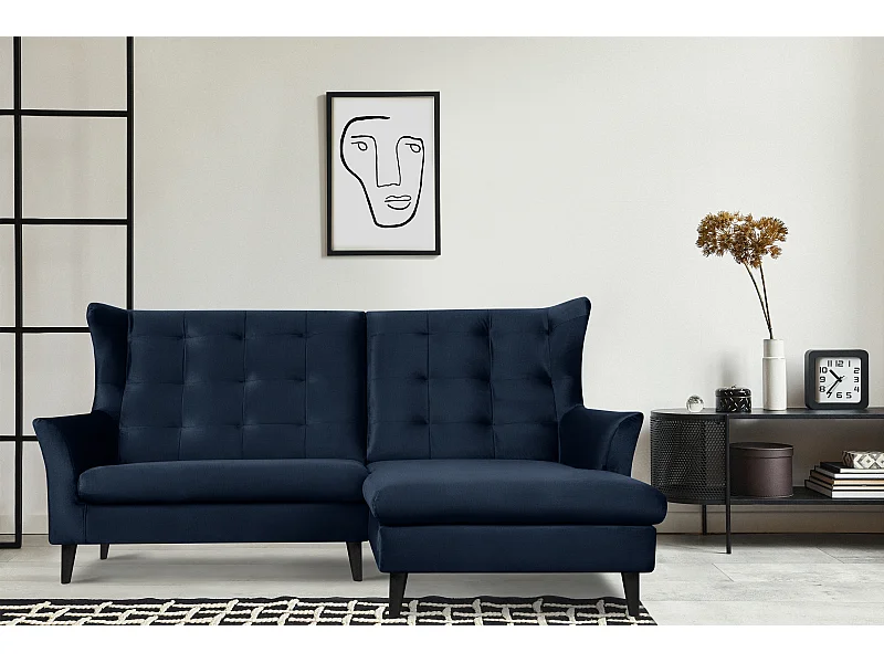Rechte Ecksofa für das Wohnzimmer - Marineblau - SALIS