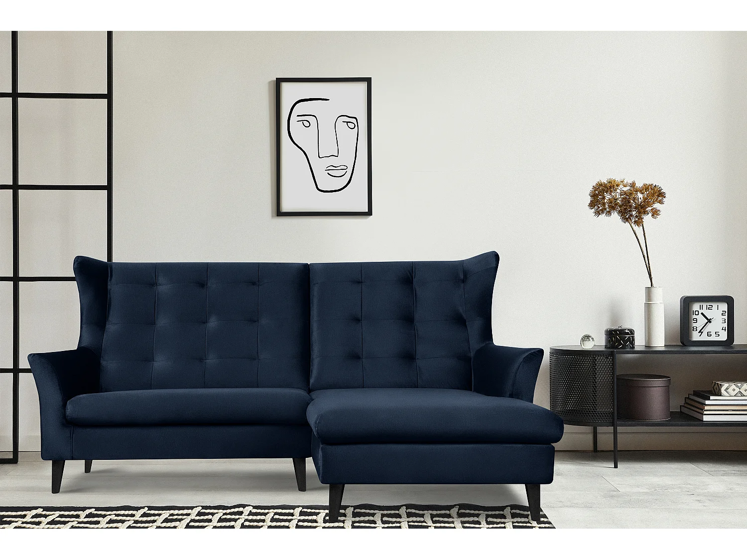 Rechte Ecksofa für das Wohnzimmer - Marineblau - SALIS