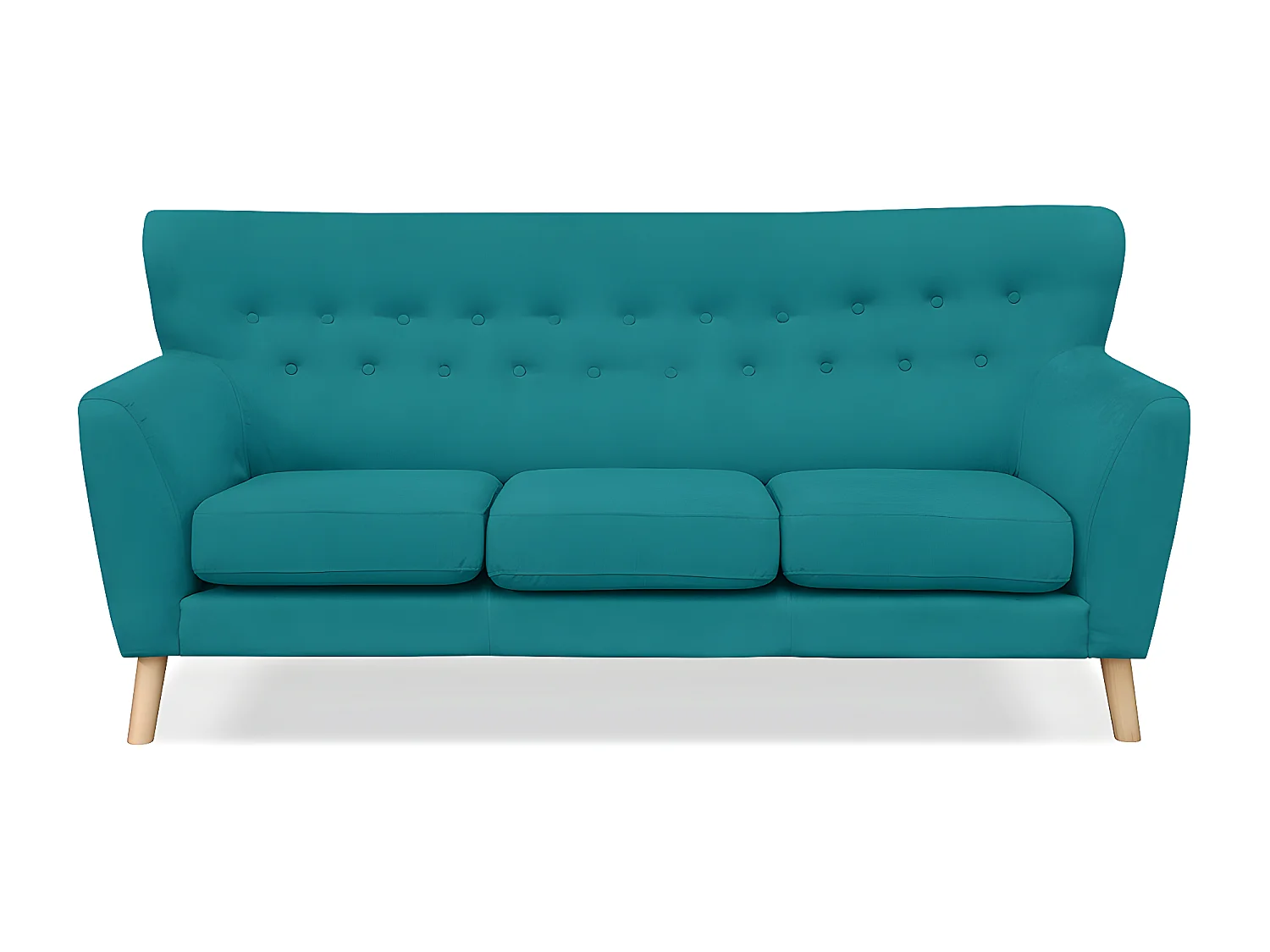 Canapé 3 places scandinave avec pieds - turquoise - NEBRIS