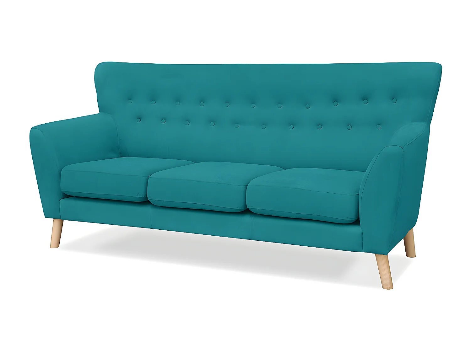 Canapé 3 places scandinave avec pieds - turquoise - NEBRIS