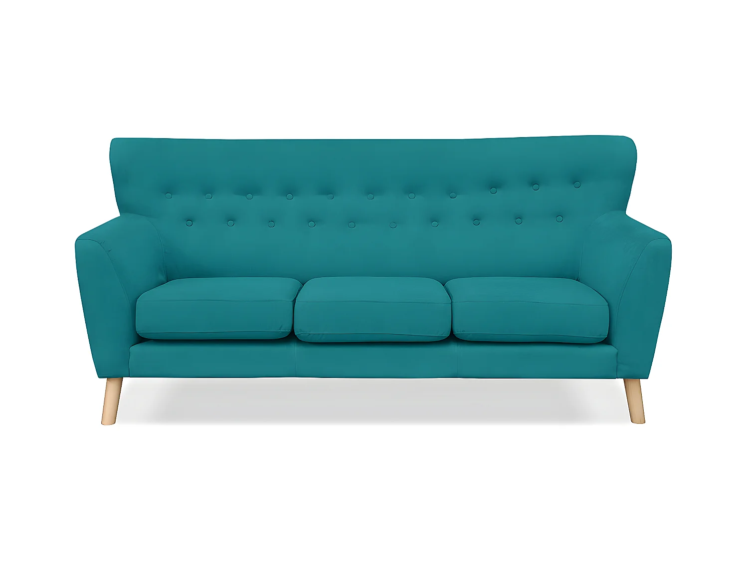 Canapé 3 places scandinave avec pieds - turquoise - NEBRIS
