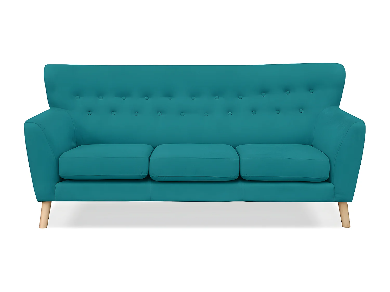 Canapé 3 places scandinave avec pieds - turquoise - NEBRIS