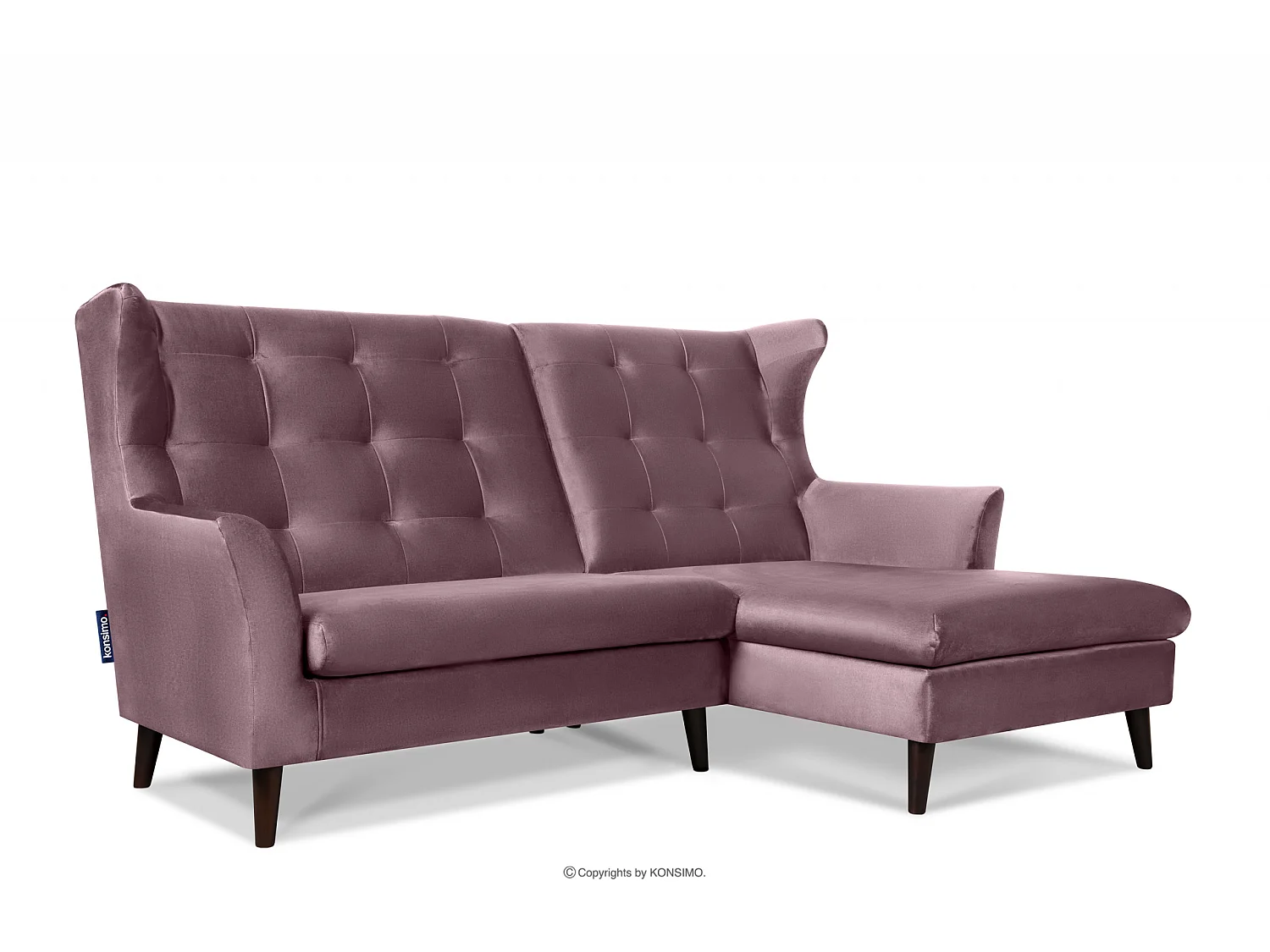 Canapé d'angle droit tapissé sur pieds - rose - SALIS