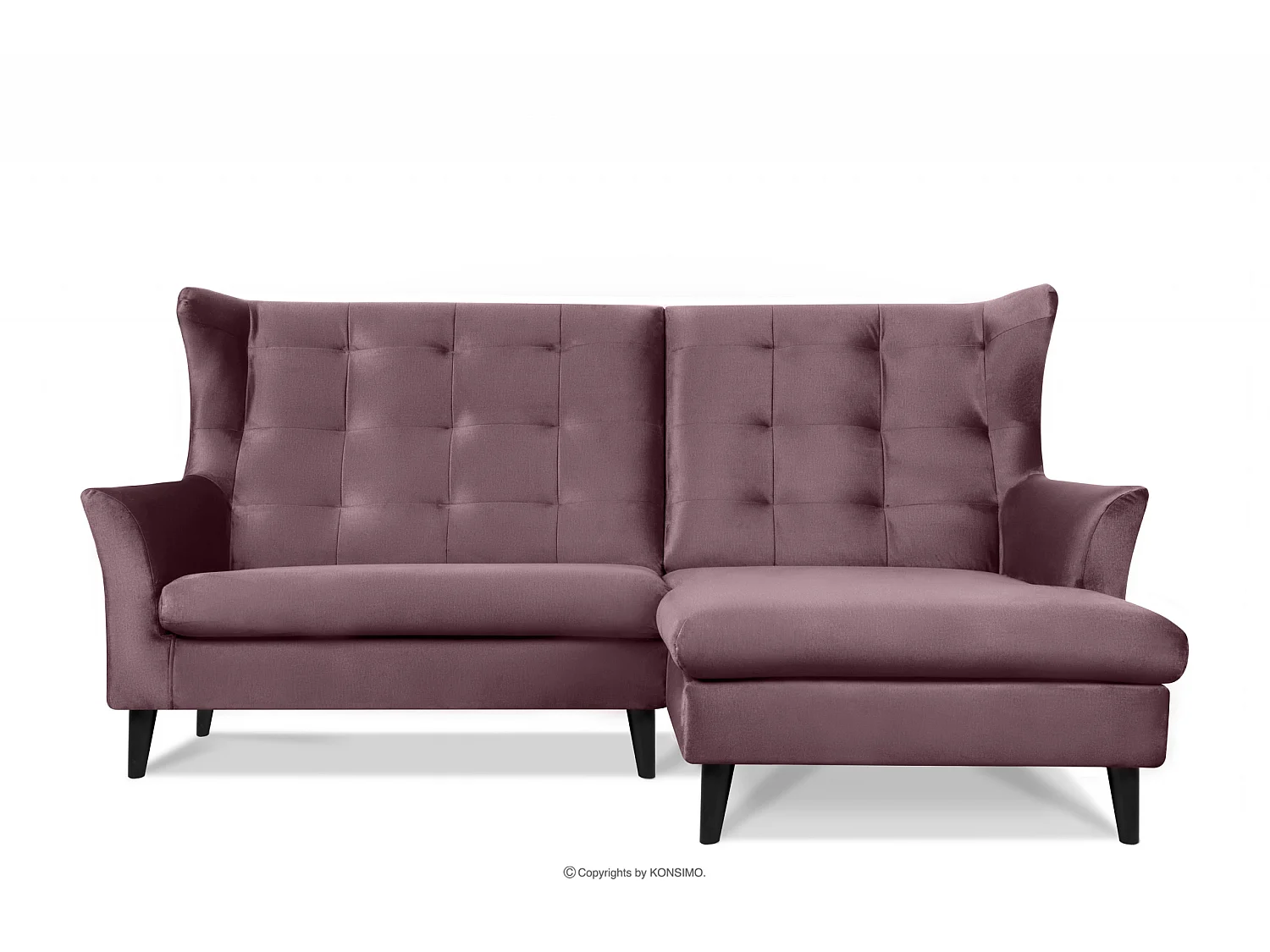 Canapé d'angle droit tapissé sur pieds - rose - SALIS